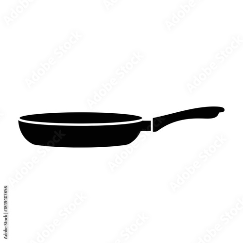 Frying Pan Skillet Cooking Gear Kitchen Black Silhouette Vector Icon Isolated on White Background for Chef Design