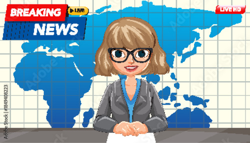 Animated News Anchor Illustration