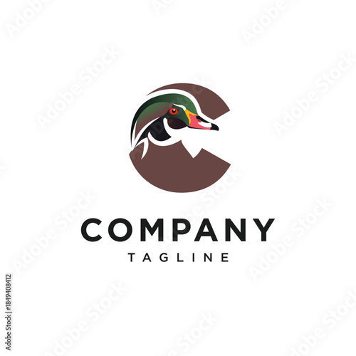 Letter C Wood Duck Logo Icon Vector