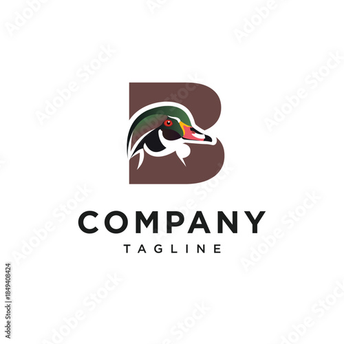 Letter B Wood Duck Logo Icon Vector