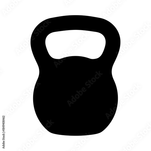 Gym Kettlebell Weight Fitness Equipment Black Silhouette Vector Icon Isolated on White Background for Workout Design