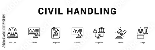 Civil Handling Modern and clean web banner illustration featuring thematic icons for visual communication