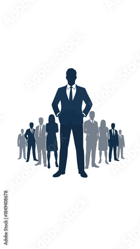 Confident Businessman Standing Among Colleagues.