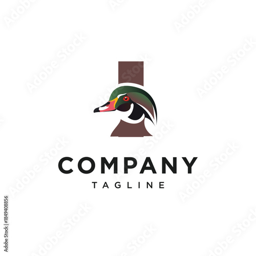 Letter I Wood Duck Logo Icon Vector