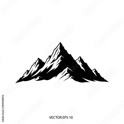 Mountain Peak Nature Landscape Hiking Icon Black Silhouette Vector Icon Isolated on White Background for Adventure Design