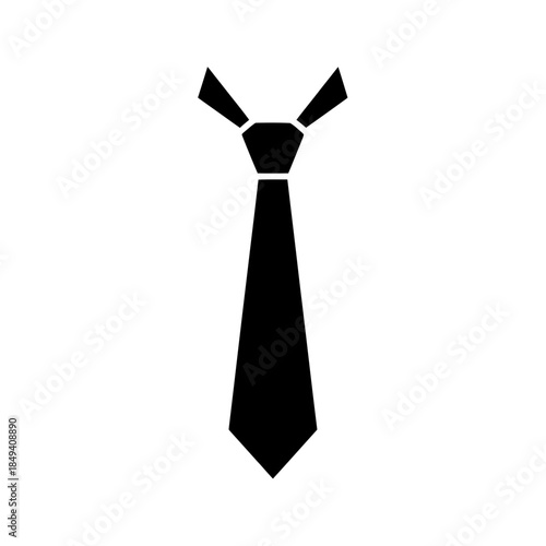 Necktie Knotted Suit Accessory Formal Wear Black Silhouette Vector Icon Isolated on White Background for Fashion Design