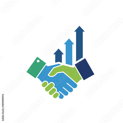 Handshake with Arrows Indicating Partnership Growth.