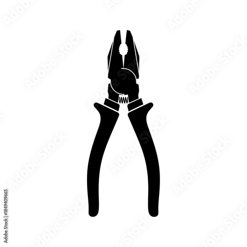 Handyman Pliers Wire Cutter Repair Tool Black Silhouette Vector Icon Isolated on White Background for Construction
