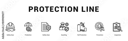 Protection Line Modern and clean web banner illustration featuring thematic icons for visual communication