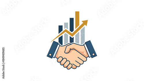 Handshake with Graph and Arrow Illustration.