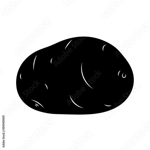 Whole Potato Tuber Vegetable Root Food Black Silhouette Vector Icon Isolated on White Background for Farm Design