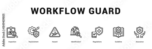 Workflow Guard Modern and clean web banner illustration featuring thematic icons for visual communication