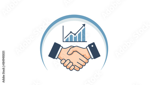 Handshake with Graph Illustration Concept.