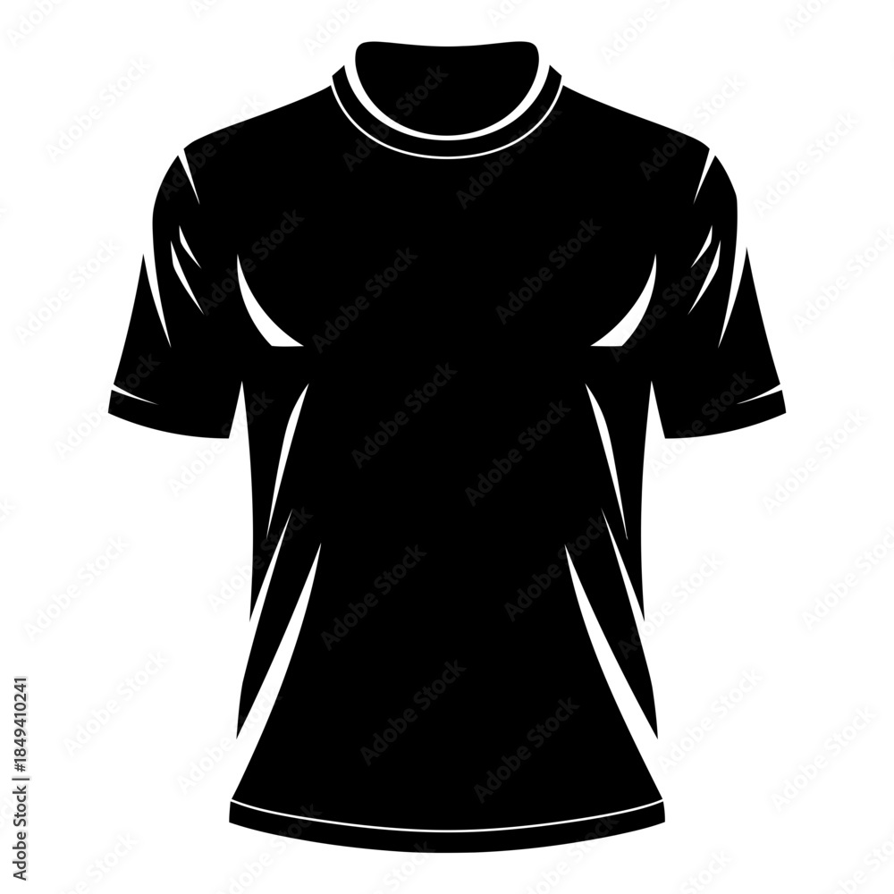 Naklejka premium Sport Jersey T-Shirt Uniform Team Clothing Black Silhouette Vector Icon Isolated on White Background for Athletic Design