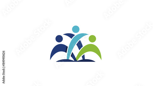 Three People Silhouette Logo Design Concept.