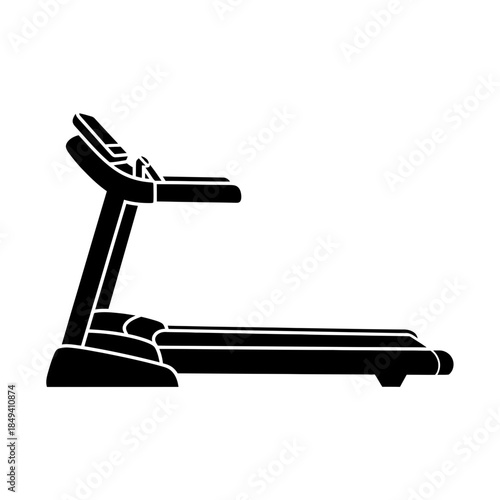 Treadmill Running Machine Cardio Gym Gear Black Silhouette Vector Icon Isolated on White Background for Fitness Design
