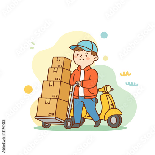 Modern Online Delivery and E-commerce Illustration Set