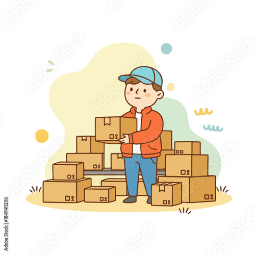 Modern Online Delivery and E-commerce Illustration Set