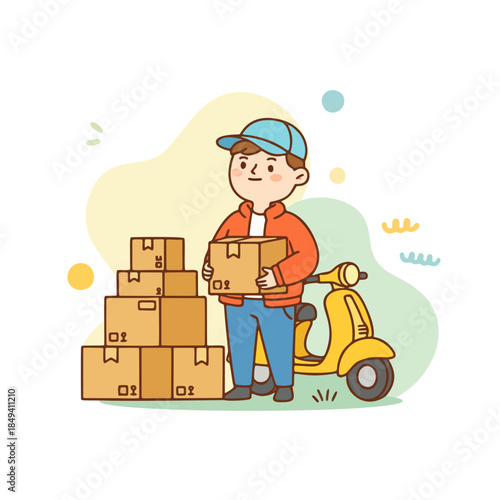 Modern Online Delivery and E-commerce Illustration Set