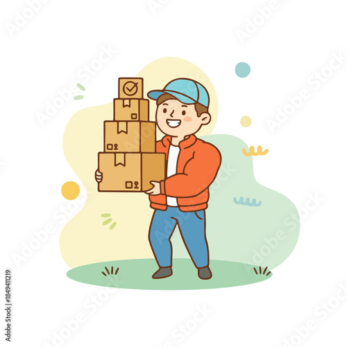 Modern Online Delivery and E-commerce Illustration Set