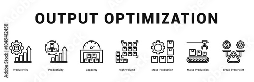 Output Optimization Modern and clean web banner illustration featuring thematic icons for visual communication