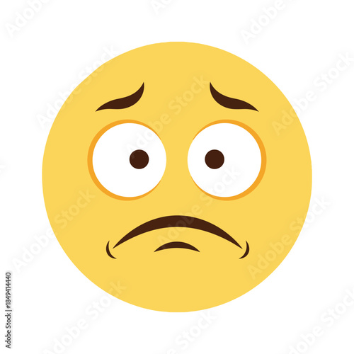 Simple graphic of a distressed yellow emoji icon with a sad or disappointed facial expression