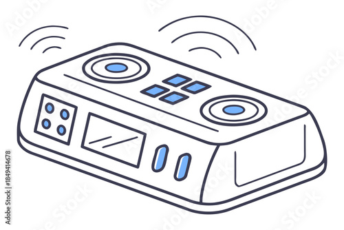 Abstract Technological Device: An innovative tech device is broadcasting signals that symbolize its functional and technological presence.