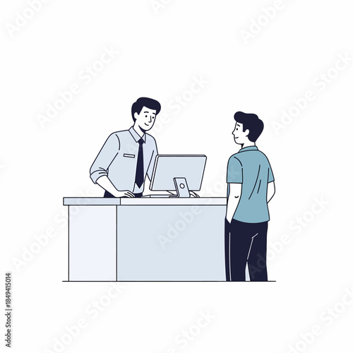 Bank Employee Assisting Young Male Customer