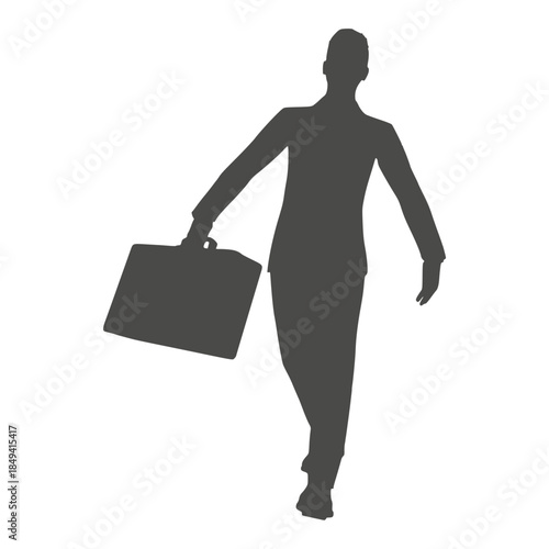 Silhouette of a businessman in a suit, walking with a briefcase. Successful entrepreneur. Career growth, teamwork, business strategy and finance concept.