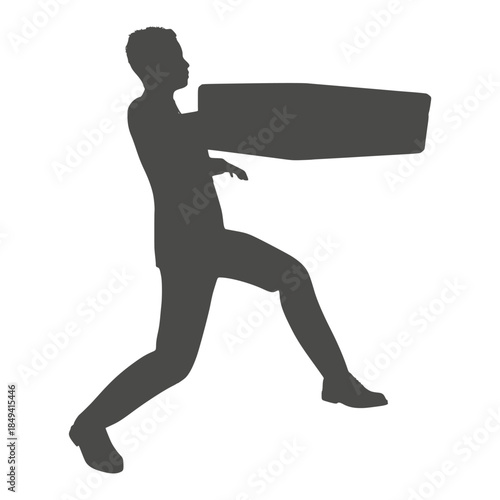 Silhouette of a businessman in a suit, walking with a briefcase. Successful entrepreneur. Career growth, teamwork, business strategy and finance concept.