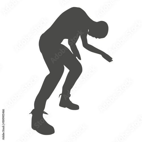 Cartoon zombie monster silhouette. Spooky and scary character. Isolated on white background.