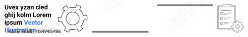Gear icon linked to a checklist by simple lines, symbolizing process automation, task completion, and workflow management. Ideal for project planning, business, productivity, team tasks, process