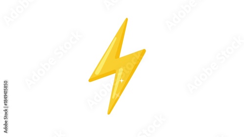 Yellow Lightning Bolt Animation on White Background for Energy Concepts.