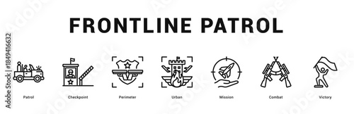 Frontline Patrol Modern and clean web banner illustration featuring thematic icons for visual communication
