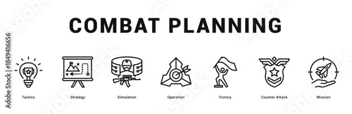 Combat Planning Modern and clean web banner illustration featuring thematic icons for visual communication