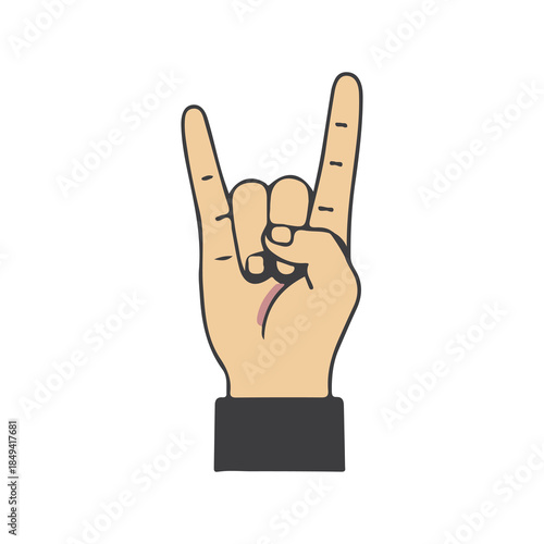old school rock and roll hand art vector illustration