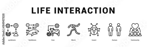 Life Interaction Modern and clean web banner illustration featuring thematic icons for visual communication