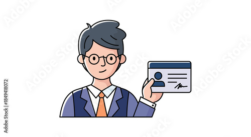 Businessman presenting identification card with a professional smile