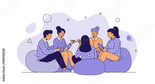 Diverse group of young adults engaged in casual conversation