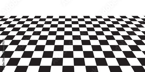 Floor in perspective with checkerboard texture. Empty chess board. Vector illustration.