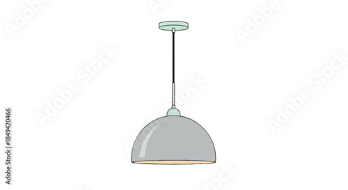 Sleek contemporary pendant light fixture with a clean dome shade and subtle teal accents, perfect vector graphic for modern interior design