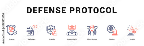 Defense Protocol Modern and clean web banner illustration featuring thematic icons for visual communication