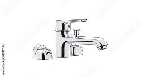 Sleek modern chrome faucet illustration for contemporary bathrooms featuring polished finish a versatile plumbing fixture with essential design for