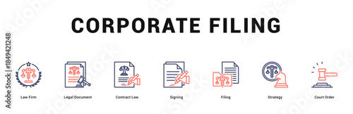 Corporate Filing Modern and clean web banner illustration featuring thematic icons for visual communication