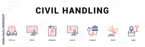 Civil Handling Modern and clean web banner illustration featuring thematic icons for visual communication