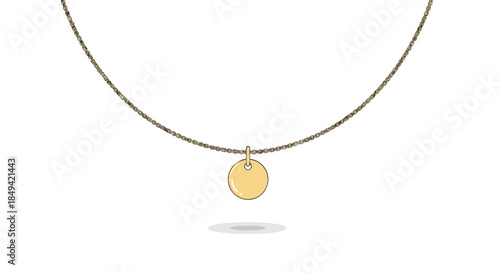 Elegant minimalist gold chain necklace featuring a smooth, polished circular medallion pendant on a pristine white background. This versatile