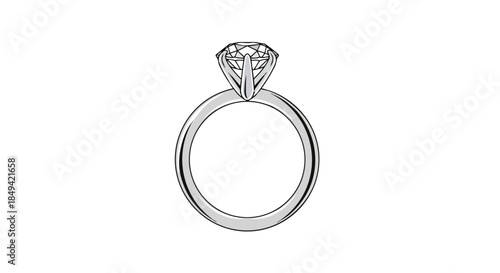 Elegant solitaire diamond ring vector illustration on white background perfect for jewelry design and luxury advertising