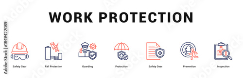 Work Protection Modern and clean web banner illustration featuring thematic icons for visual communication