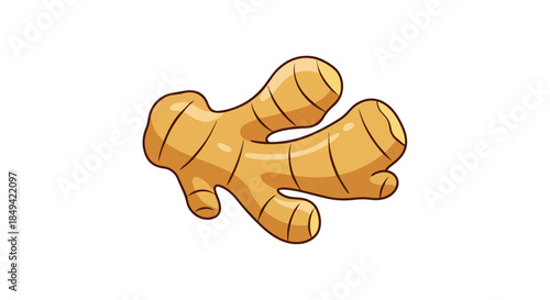 Stylized fresh ginger root cartoon depiction showcasing its natural organic shape and warm earthy tones, perfect for food or wellness graphics,