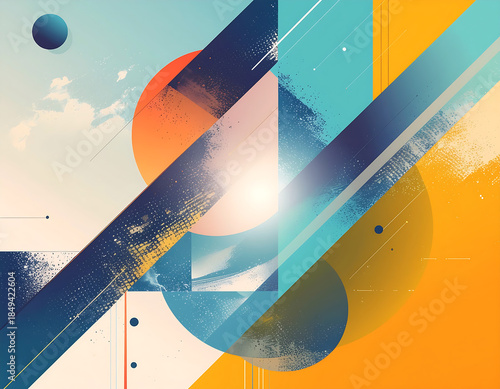 Dynamic Abstract Geometric Poster Design with Colorful Shapes